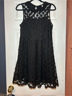 Xhilaration Black Polka Dot Mesh Mini Dress